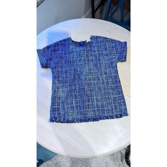 JADE MELODY TAM TWEED BLUE BLOUSE WOMENS SIZE S - Picture 1 of 9